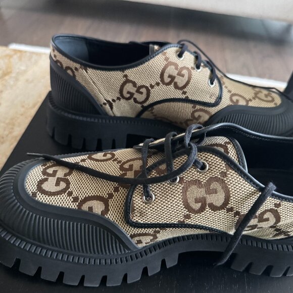 New Gucci Maxi GG Supreme Canvas Men Lace-Up Shoes - Picture 8 of 12
